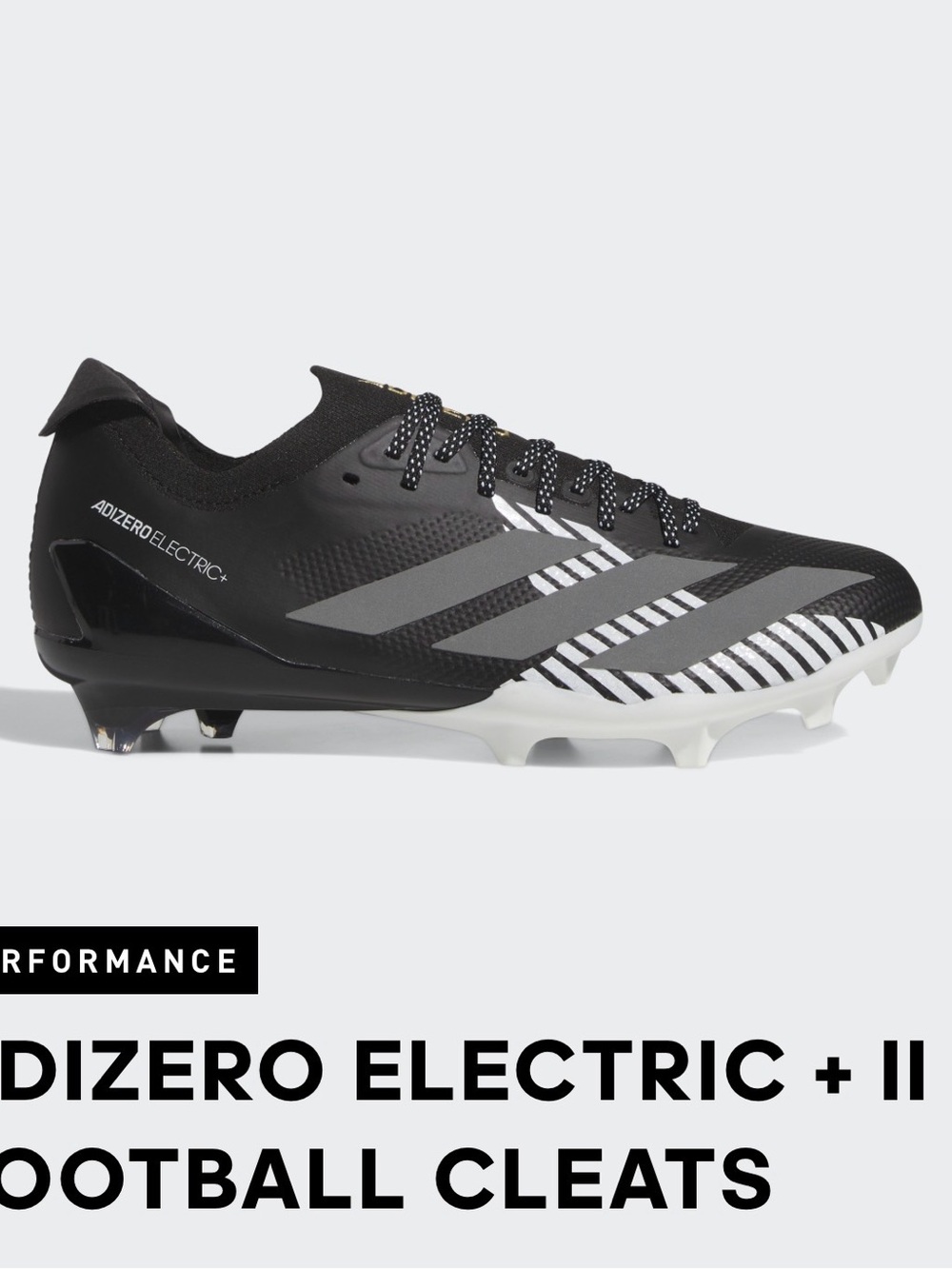 adidas Adizero Electric+ II Men's Black/Gray/White Football Cleats